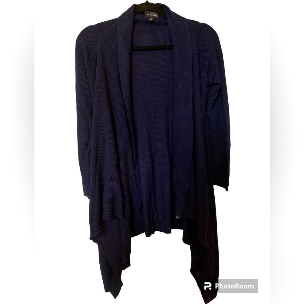 The Limited sweater cardigan wrap long sleeve dark blue Sz M   D-14